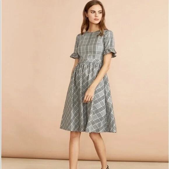 Brooks Brothers Dresses & Skirts - Brooks Brothers Black Gray Plaid Tartan Dress US 12